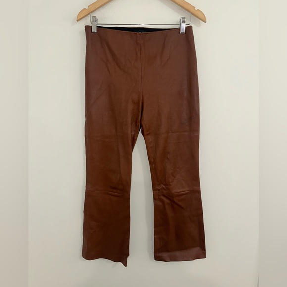 Theory Sz 8 Bristol Leather Pull-On Kick Flare Pants #W4 - Picture 2 of 5